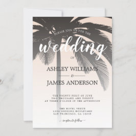 Convites Palm Tree Peach Dust Beach Invitation