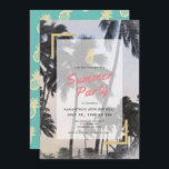 Convites Palm Tree & Pineapple Summer Party Aniversário<br><div class="desc">Este "convite de aniversário para adultos" festivo apresenta palmeiras com abacaxi dourado falso e cantos falsos de fotos douradas. O verso apresenta um fundo leve com padrões de abacaxi dourados falsos. Personalize para suas necessidades. Você pode encontrar mais produtos correspondentes na minha loja.</div>