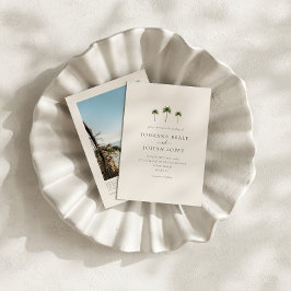 Convites Palm Tree QR Code Photo Wedding Invitation