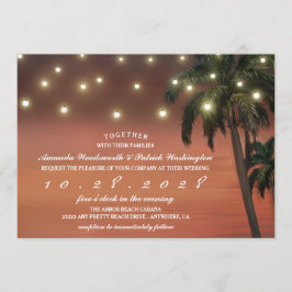 Convites Palm Tree Sunset Beach Wedtions Invtions
