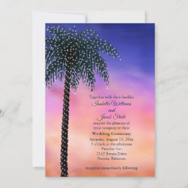 Convites Palm Tree Sunset Casamento das Luzes de String Con