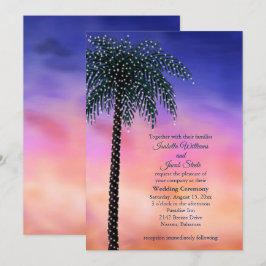 Convites Palm Tree Sunset Casamento das Luzes de String Con