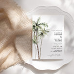 Convites Palm Tree Tropical | Casamento Simples Mínimo<br><div class="desc">Praias arenosas e brisas quentes são o que esta design é. Celebre seu tema de casamento tropical com nossa simples e mínima design de palmeira. Este design é totalmente personalizável e apresenta um fundo colorido na parte traseira - se você estiver procurando uma foto, visite nossa coleção de compras 'oasis...</div>