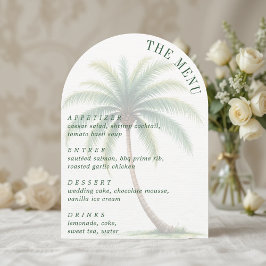Convites Palm Tree Tropical Island Watercolor Arched Menu