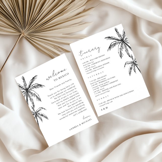 Convites Palm Tree Wedding - Carta Itinerária (Criador carregado)