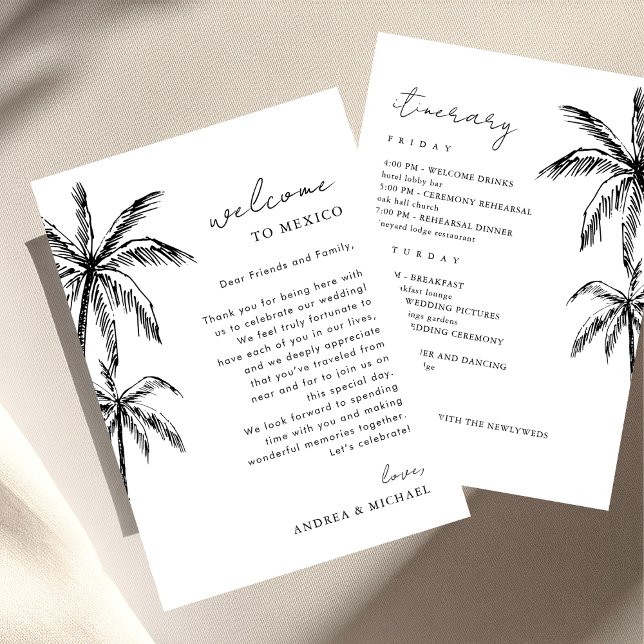 Convites Palm Tree Wedding - Carta Itinerária (Criador carregado)