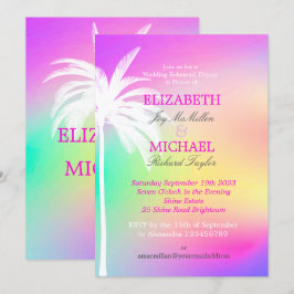 Convites Palm Tree White Colorful Modern Wedn Rehersal