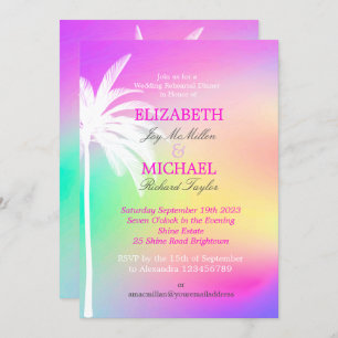 Convites Palm Tree White Colorful Modern Wedn Rehersal