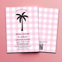Palm Tree White Pink Checado Código QR Bridal