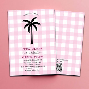 Convites Palm Tree White Pink Checado Código QR Bridal