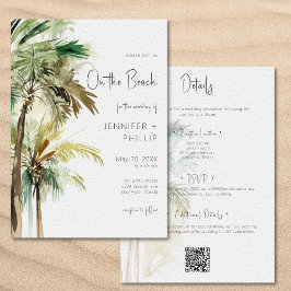 Convites Palm Trees Modern No Casamento Da Praia Dois Lados