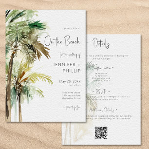 Convites Palm Trees Modern No Casamento Da Praia Dois Lados