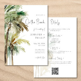 Convites Palm Trees Modern No Casamento Da Praia Dois Lados