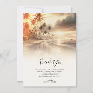 Convites Palm Trees & Orange Sunset Beach Casamento Obrigad