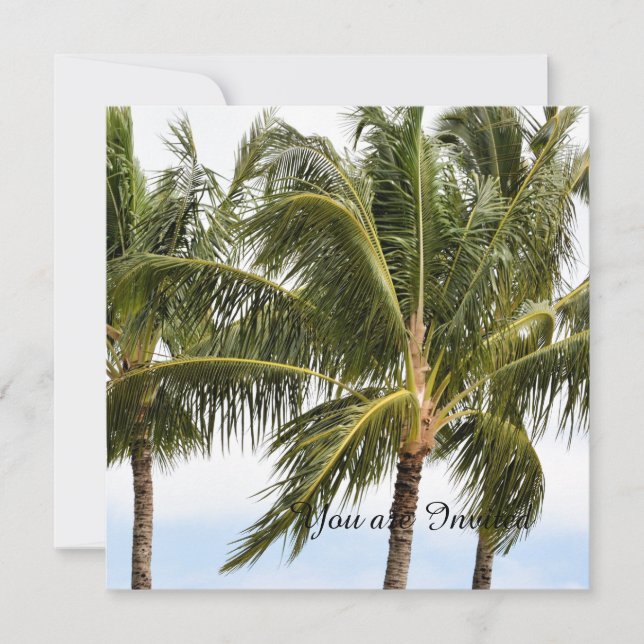 Convites Palm Trees Tropical Kauai Birthday (Frente)