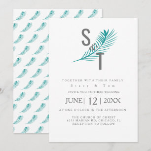 Convites Palm Tropical Leaf Typografia - Casamento