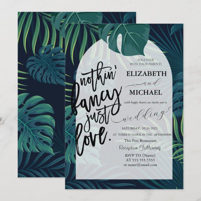 Convites Palma Exótica Deixa Casamento (Frente/Verso)