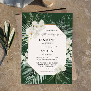 Convites Palma Tropical e Casamento Floral Branco V2 LN D V