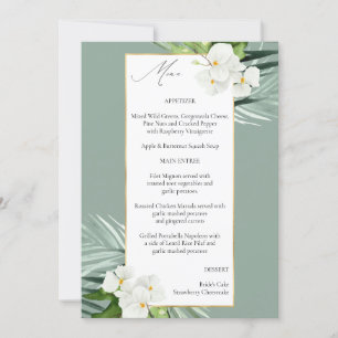 Convites Palma tropical & Menu floral branco - Verde mint