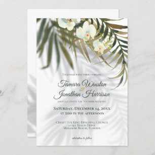 Convites Palma Tropical & Orchid Shadows Beach Wedding Invi