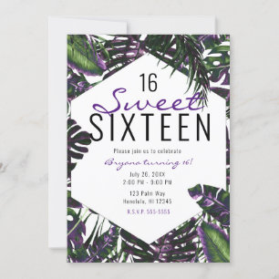 Convites Palma tropical roxa e verde deixa doce 16