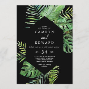 Convites Palma tropical selvagem Casamento Casual do Hexá