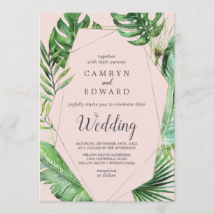 Convites Palma tropical selvagem Casamento Geométrico de