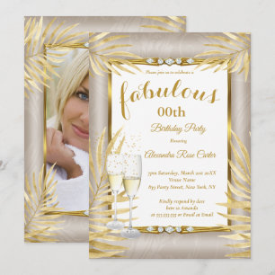 Convites Palmas Champagne Fabulosas Bege Dourado Festa
