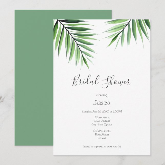 Convites 'Palmas de Aquarela' (Frente/Verso)