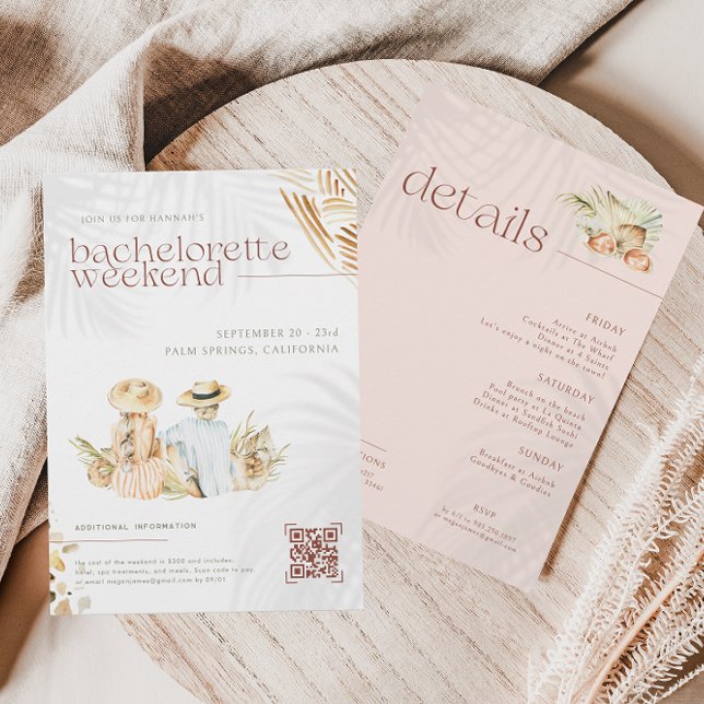 Convites Palmas de praia tropical | Fim de Semana de Bachel (Criador carregado)