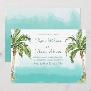 Convites Palmas do Oceano Casamento de praia em Watercolo