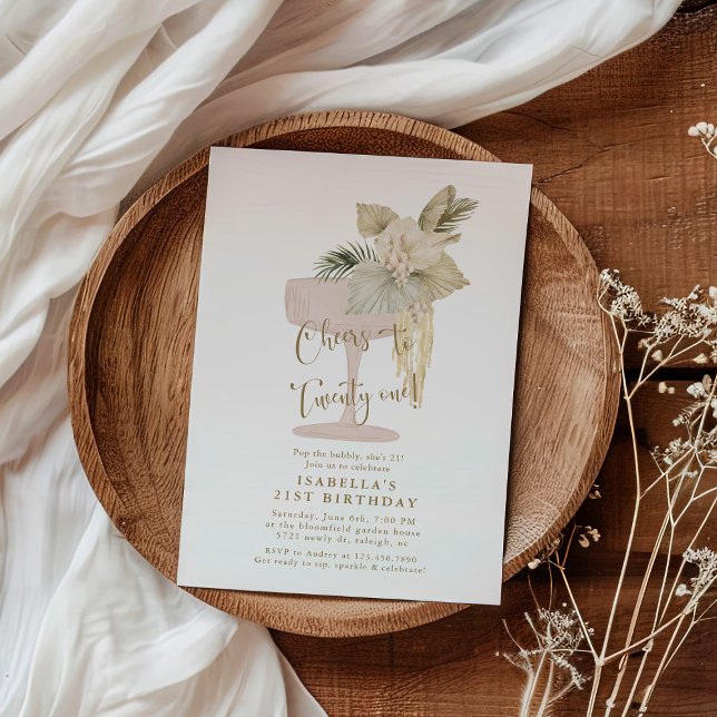 Convites Palmas e Prosecco Saúde a 21 de aniversário (Criador carregado)