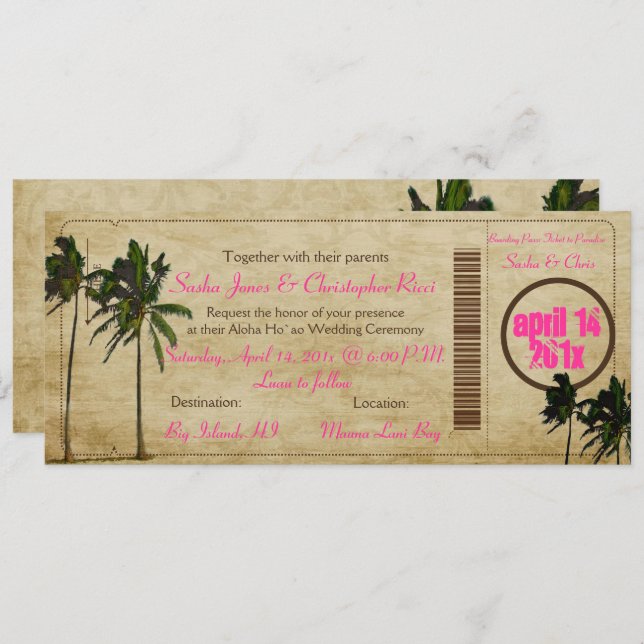 Convites Palmas gêmeas do PixDezines Board Pass/vintage (Frente/Verso)