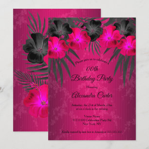 Convites Palmas Pretas Rosas Hibisco Damasco Festa de Anive