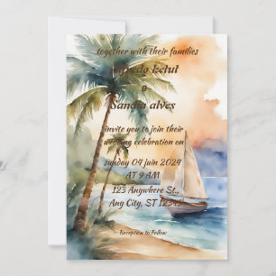 Convites palmeira de verão árvore de palmeira aquarela trop