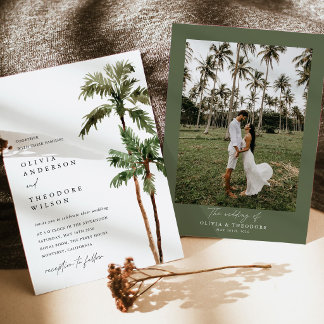 Convites Palmeira Destino Tropical Foto Costas Casamento