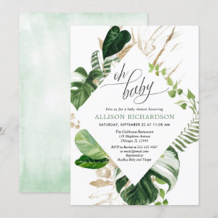 Convites Palmeira tropical deixa chá de fraldas de ouro ve