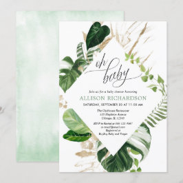 Convites Palmeira tropical deixa chá de fraldas de ouro ver