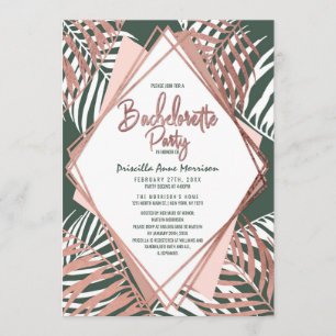 Convites Palmeira tropical Dourado Bachelorette do rosa