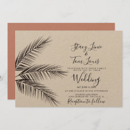 Convites Palmeira Tropical Foliage Mão Desenhada Terrestre