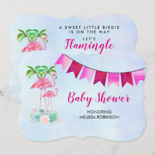 Convites Palmeiras de Flamingo Rosa e Suculentas Florais