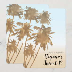 Convites Palmeiras Ombre de Praia Bronze Dourado Chic