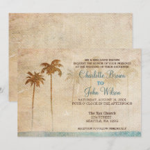 Palmeiras Rustic Trees Beach Wedings Invtions