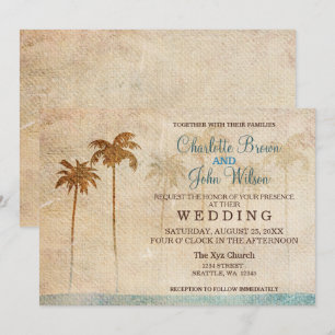 Convites Palmeiras Rustic Trees Beach Wedings Invtions