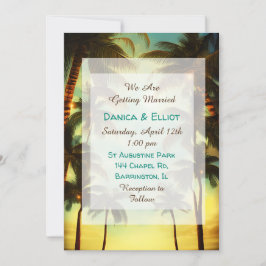 Convites Palmeiras tropicais no casamento sunset