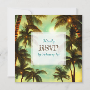Convites Palmeiras tropicais no casamento sunset