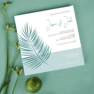 Convites Palms Aqua ・ Bonito Casamento Costeiro Moderno