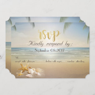 Convites Palms Sunset Beach Seashells RSVP