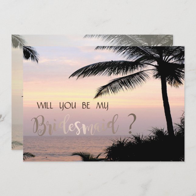 Convites Palms Sunset Bridesmaid Card (Frente/Verso)