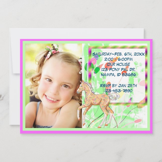 Convites Palomino foal 2 (flores pasta mole/foz) (Verso)